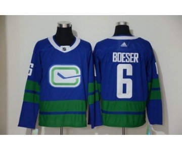 Men's Canucks #6 Brock Boeser Blue Alternate Authentic Stitched Hockey Jersey