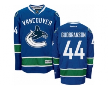 Men's Reebok Vancouver Canucks #44 Erik Gudbranson Authentic Navy Blue Home NHL Jersey