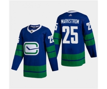 Men's Vancouver Canucks #25 Jacob Markstrom 2020-21 Authentic Player Alternate Stitched Hockey Jersey Blue