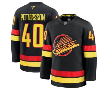 Men's Vancouver Canucks #40 Elias Pettersson Black 2024-25 Alternate Stitched Hockey Jersey