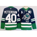 Men's Vancouver Canucks #40 Elias Pettersson Navy 2024 Reverse Retro Stitched Jersey