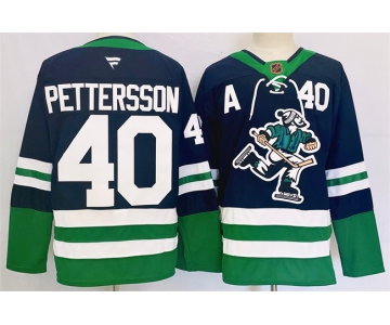 Men's Vancouver Canucks #40 Elias Pettersson Navy 2024 Reverse Retro Stitched Jersey