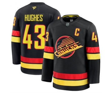 Men's Vancouver Canucks #43 Quinn Hughes Black 2024-25 Alternate Stitched Hockey Jersey