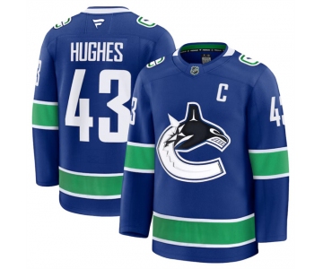 Men's Vancouver Canucks #43 Quinn Hughes Blue 2024-25 Home Stitched Hockey Jersey