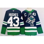 Men's Vancouver Canucks #43 Quinn Hughes Navy 2024 Reverse Retro Stitched Jersey