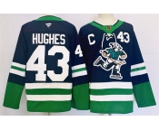Men's Vancouver Canucks #43 Quinn Hughes Navy 2024 Reverse Retro Stitched Jersey
