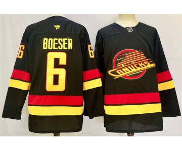 Men's Vancouver Canucks #6 Brock Boeser Black 2024-25 Alternate Stitched Hockey Jersey