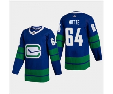 Men's Vancouver Canucks #64 Tyler Motte 2020-21 Authentic Player Alternate Stitched Hockey Jersey Blue