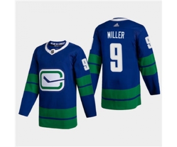 Men's Vancouver Canucks #9 JT Miller 2020-21 Authentic Player Alternate Stitched Hockey Jersey Blue
