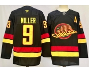 Men's Vancouver Canucks #9 J.T. Miller Black 2024-25 With A Patch Alternate Stitched Hockey Jersey