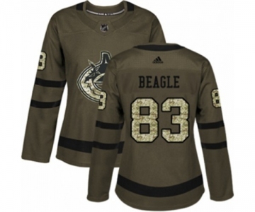 Women Adidas Vancouver Canucks #83 Jay Beagle Authentic Green Salute to Service NHL Jersey