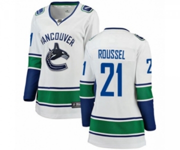 Women Vancouver Canucks #21 Antoine Roussel Fanatics Branded White Away Breakaway NHL Jersey