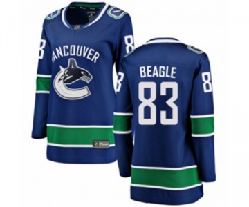 Women Vancouver Canucks #83 Jay Beagle Fanatics Branded Blue Home Breakaway NHL Jersey