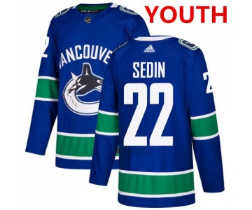 Youth Vancouver Canucks #22 Daniel Sedin Stitched Blue Third  NHL Jersey