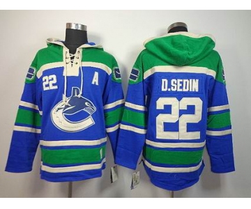 nhl jerseys vancouver canucks #22 d.sedin green-blue[pullover hooded sweatshirt][A patch]