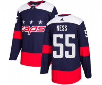 Adidas Washington Capitals #55 Aaron Ness Authentic Navy Blue 2018 Stadium Series NHL Jersey