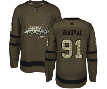 Adidas Washington Capitals #91 Tyler Graovac Premier Green Salute to Service NHL Jersey