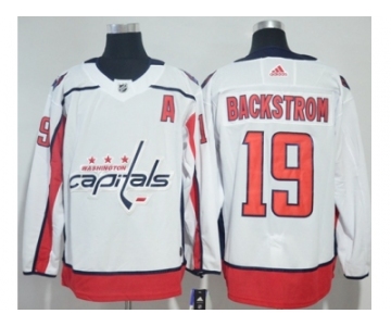 Men Adidas Washington Capitals #19 Nicklas Backstrom White Road Authentic Stitched NHL Jersey