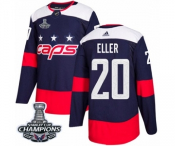Men Adidas Washington Capitals #20 Lars Eller Authentic Navy Blue 2018 Stadium Series 2018 Stanley Cup Final Champions NHL Jersey
