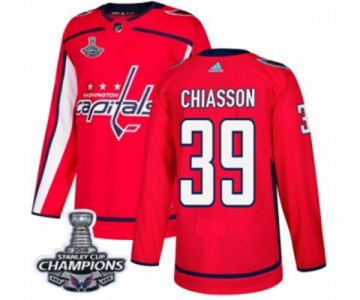 Men Adidas Washington Capitals #39 Alex Chiasson Premier Red Home 2018 Stanley Cup Final Champions NHL Jersey