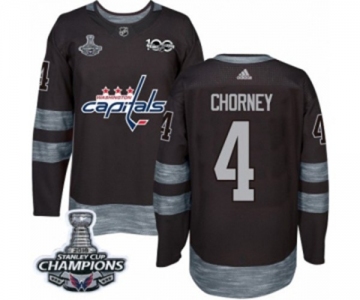 Men Adidas Washington Capitals #4 Taylor Chorney Authentic Black 1917-2017 100th Anniversary 2018 Stanley Cup Final Champions NHL Jersey