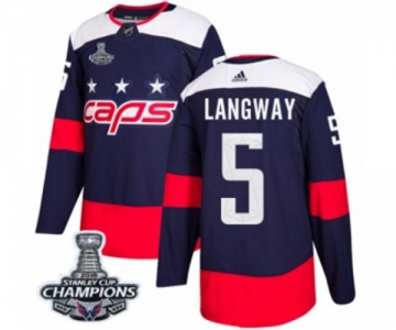 Men Adidas Washington Capitals #5 Rod Langway Authentic Navy Blue 2018 Stadium Series 2018 Stanley Cup Final Champions NHL Jersey