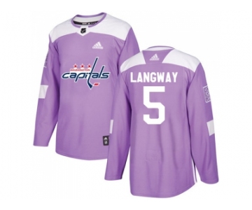 Men Adidas Washington Capitals #5 Rod Langway Purple Authentic Fights Cancer Stitched NHL Jersey