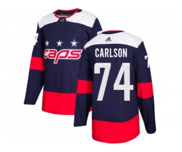 Men Adidas Washington Capitals #74 John Carlson Navy Authentic 2018 Stadium Series Stitched NHL Jersey