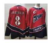 Men Washington Capitals 8 Alexander Ovechkin Red 2020 21 Reverse Retro Adidas Jersey