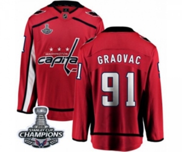 Men Washington Capitals #91 Tyler Graovac Fanatics Branded Red Home Breakaway 2018 Stanley Cup Final Champions NHL Jersey