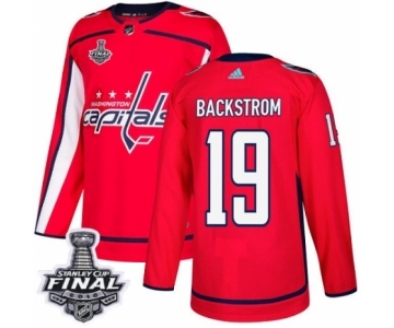Men's Adidas Washington Capitals #19 Nicklas Backstrom Premier Red Home 2018 Stanley Cup Final NHL Jersey