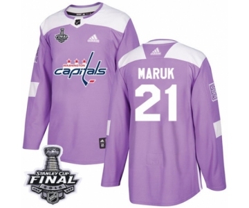 Men's Adidas Washington Capitals #21 Dennis Maruk Authentic Purple Fights Cancer Practice 2018 Stanley Cup Final NHL Jersey