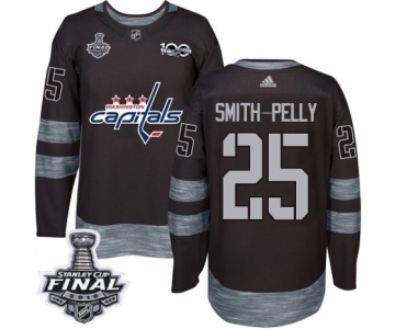 Men's Adidas Washington Capitals #25 Devante Smith-Pelly Authentic Black 1917-2017 100th Anniversary 2018 Stanley Cup Final NHL Jersey