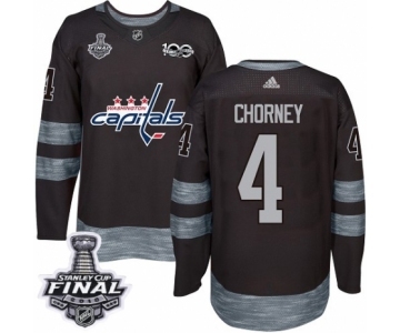 Men's Adidas Washington Capitals #4 Taylor Chorney Authentic Black 1917-2017 100th Anniversary 2018 Stanley Cup Final NHL Jersey