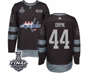 Men's Adidas Washington Capitals #44 Brooks Orpik Authentic Black 1917-2017 100th Anniversary 2018 Stanley Cup Final NHL Jersey