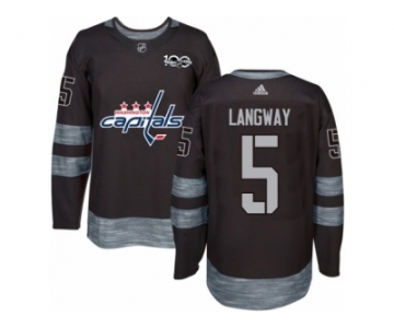Men's Adidas Washington Capitals #5 Rod Langway Authentic Black 1917-2017 100th Anniversary NHL Jersey