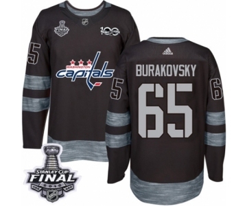 Men's Adidas Washington Capitals #65 Andre Burakovsky Authentic Black 1917-2017 100th Anniversary 2018 Stanley Cup Final NHL Jersey