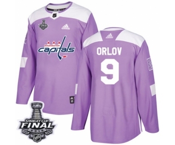 Men's Adidas Washington Capitals #9 Dmitry Orlov Authentic Purple Fights Cancer Practice 2018 Stanley Cup Final NHL Jersey