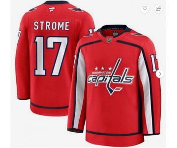 Men's Washington Capitals #17 Dylan Strome Red 2024-25 Home Stitched Hockey Jersey