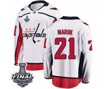 Men's Washington Capitals #21 Dennis Maruk Fanatics Branded White Away Breakaway 2018 Stanley Cup Final NHL Jersey