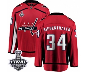 Men's Washington Capitals #34 Jonas Siegenthaler Fanatics Branded Red Home Breakaway 2018 Stanley Cup Final NHL Jersey
