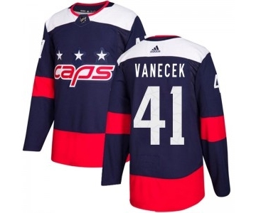 Men's Washington Capitals #41 Vitek Vanecek Adidas Authentic 2018 Stadium Series Jersey - Navy Blue