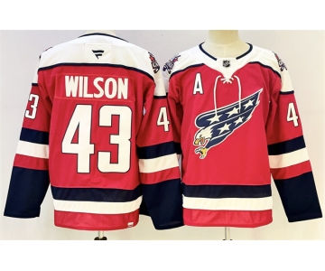 Men's Washington Capitals #43 Tom Wilson Red With A Patch Stitched Hockey Jersey