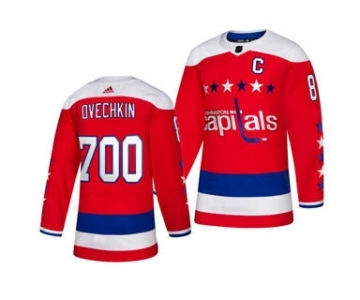 Men's Washington Capitals #8 Alexander Ovechkin 700 Goals Alternate Authentic Player Hockey Jersey Red