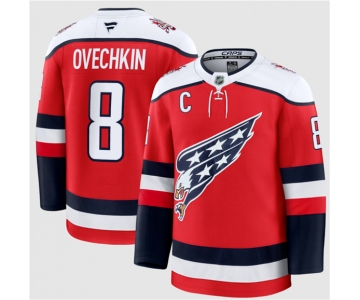 Men's Washington Capitals #8 Alexander Ovechkin Red 2025-26 C Patch Alternate Stitched Hockey Jersey