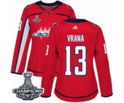 Women Adidas Washington Capitals #13 Jakub Vrana Authentic Red Home 2018 Stanley Cup Final Champions NHL Jersey