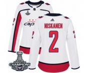 Women Adidas Washington Capitals #2 Matt Niskanen Authentic White Away 2018 Stanley Cup Final Champions NHL Jersey