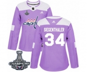 Women Adidas Washington Capitals #34 Jonas Siegenthaler Authentic Purple Fights Cancer Practice 2018 Stanley Cup Final Champions NHL Jersey