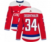 Women Adidas Washington Capitals #34 Jonas Siegenthaler Authentic Red Alternate NHL Jersey