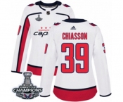 Women Adidas Washington Capitals #39 Alex Chiasson Authentic White Away 2018 Stanley Cup Final Champions NHL Jersey